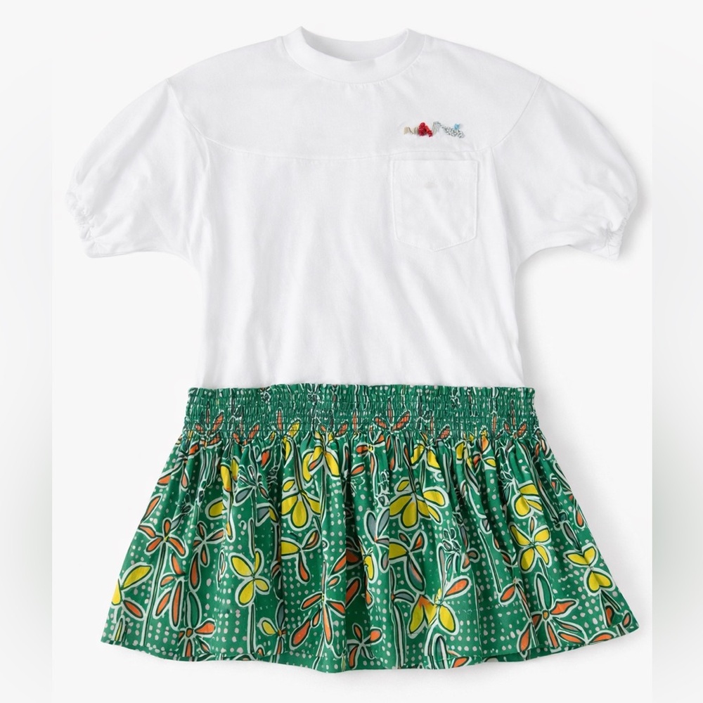 Marni Girls Mixed Media Dress Tee Top Floral Skirt 4Y Luxury Designer
